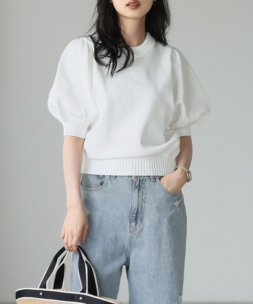 itto...（イット）の「【軽い着心地＆美シルエット】パフスリーブニットトップス（ニット/セーター・レディース・ブラック/アイボリー/オフホワイト/チャコール・M）」の17枚目の写真