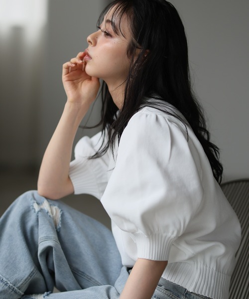itto...（イット）の「【軽い着心地＆美シルエット】パフスリーブニットトップス（ニット/セーター・レディース・ブラック/アイボリー/オフホワイト/チャコール・M）」の16枚目の写真