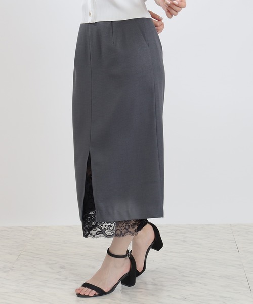 TRUDEA（トルディア）の「裾レースタイトスカート（スカート・レディース・ベージュ/ブラック/チャコールグレー・MEDIUM/LARGE）」の3枚目の写真