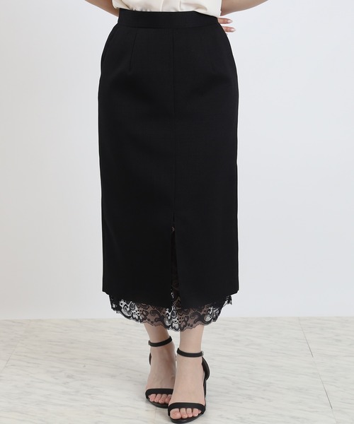 TRUDEA（トルディア）の「裾レースタイトスカート（スカート・レディース・ベージュ/ブラック/チャコールグレー・MEDIUM/LARGE）」の2枚目の写真