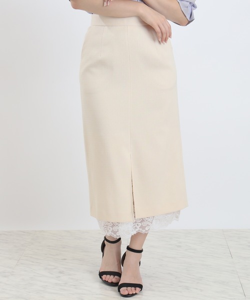 TRUDEA（トルディア）の「裾レースタイトスカート（スカート・レディース・ベージュ/ブラック/チャコールグレー・MEDIUM/LARGE）」の4枚目の写真