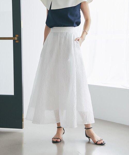 La boutique BonBon（ラブティックボンボン）の「【涼しくて美シルエット】シアージャガードスカート（スカート・レディース・ホワイト/ピンク・36/38）」の16枚目の写真