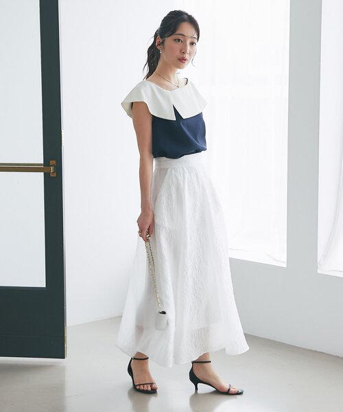 La boutique BonBon（ラブティックボンボン）の「【涼しくて美シルエット】シアージャガードスカート（スカート・レディース・ホワイト/ピンク・36/38）」の20枚目の写真