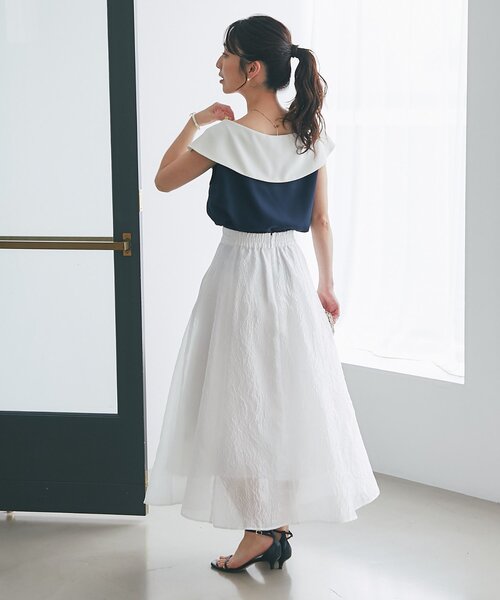 La boutique BonBon（ラブティックボンボン）の「【涼しくて美シルエット】シアージャガードスカート（スカート・レディース・ホワイト/ピンク・36/38）」の21枚目の写真