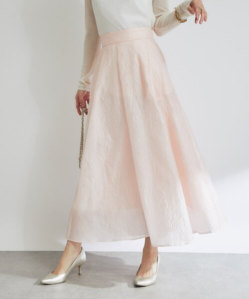 La boutique BonBon（ラブティックボンボン）の「【涼しくて美シルエット】シアージャガードスカート（スカート・レディース・ホワイト/ピンク・36/38）」の3枚目の写真