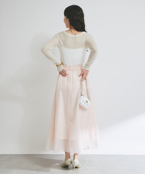 La boutique BonBon（ラブティックボンボン）の「【涼しくて美シルエット】シアージャガードスカート（スカート・レディース・ホワイト/ピンク・36/38）」の8枚目の写真