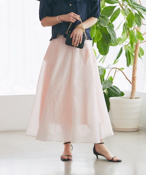 La boutique BonBon（ラブティックボンボン）の「【涼しくて美シルエット】シアージャガードスカート（スカート・レディース・ホワイト/ピンク・36/38）」の9枚目の写真