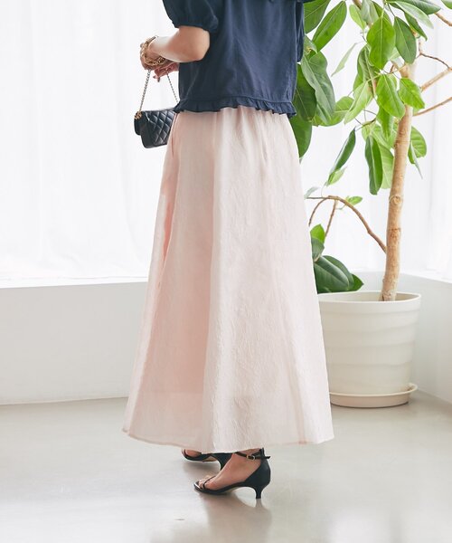 La boutique BonBon（ラブティックボンボン）の「【涼しくて美シルエット】シアージャガードスカート（スカート・レディース・ホワイト/ピンク・36/38）」の11枚目の写真