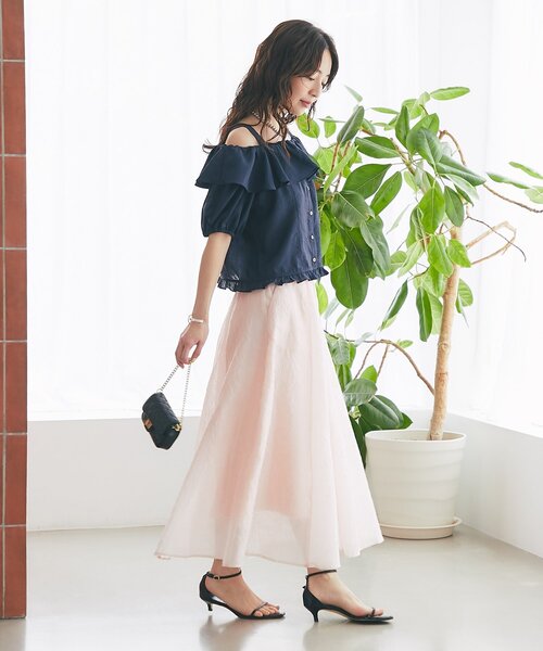 La boutique BonBon（ラブティックボンボン）の「【涼しくて美シルエット】シアージャガードスカート（スカート・レディース・ホワイト/ピンク・36/38）」の13枚目の写真