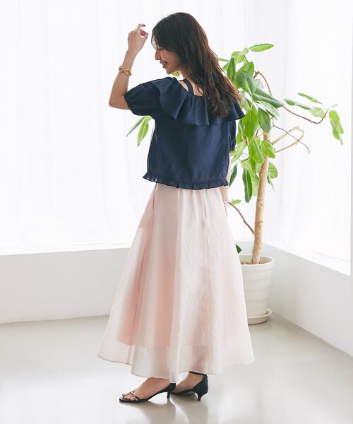 La boutique BonBon（ラブティックボンボン）の「【涼しくて美シルエット】シアージャガードスカート（スカート・レディース・ホワイト/ピンク・36/38）」の14枚目の写真