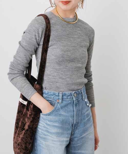 Spick and Span 18Gシアーリブハーフスリーブニット Spick and Span 18Gシアーリブハーフスリーブニット