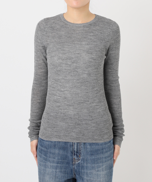 Spick&Span ウォッシャブルシアーリブニット グレー ウォッシャブルシアーリブニット（ニット/セーター）｜Spick