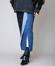 FLUMOR（フラマー）の「インポートジャージーデニムmixスカート（デニムスカート）」