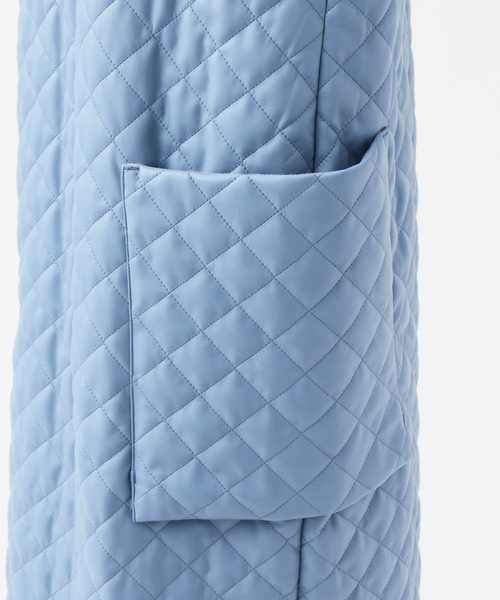 DESIGNWORKS(デザインワークス)の「フェイクレザーキルトジャンパースカート(ワンピース・レディース・サックスブルー/アイボリー・38)」の10枚目の写真