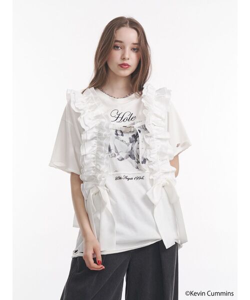 jouetie（ジュエティ）の「【KevinCummins×jouetie】フォトダメージBIGTシャツ（Tシャツ/カットソー・レディース・オフホワイト/ブルー/ブラック・MEDIUM）」の2枚目の写真