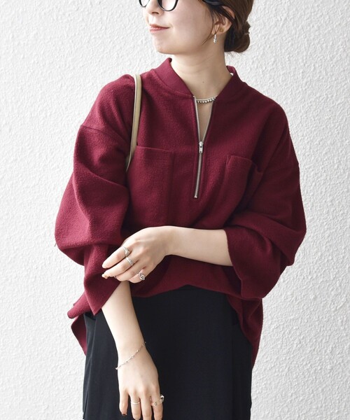 SHIPS any:〈洗濯機可能〉フリース ライク ハーフジップ ポケット プル