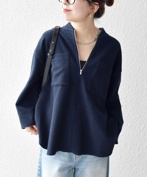 セール】SHIPS any:〈洗濯機可能〉フリース ライク ハーフジップ