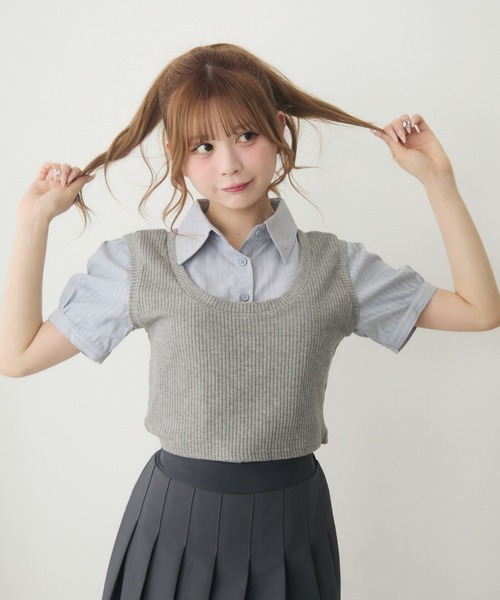 ぬいぐるみマスコット ストライプシャツ 10cm】ぬいぐるみ服 ストライプシャツコーデ 10cm|ぬいぐるみ服