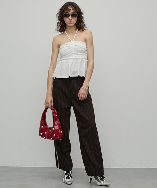 uyu.（ウユ）の「2wayリボンホルターネックビスチェ【uyu./ウユ】（チューブトップ・レディース・ブラック/ホワイト/ネイビー・FREE）」の8枚目の写真