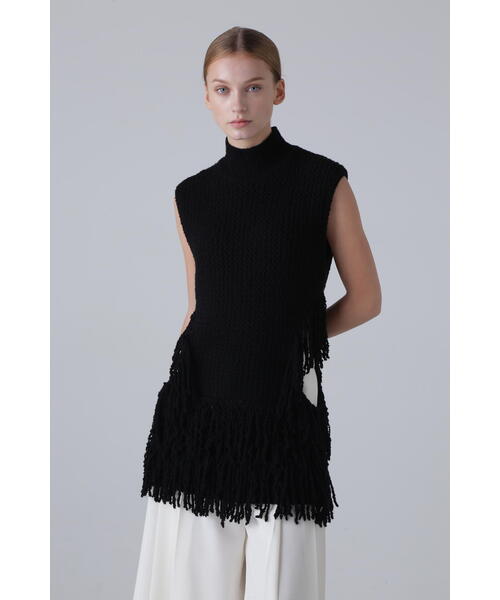 【美品】ADORE アドーア 変形ニット フリルノースリーブ 38 アシンメトリ ADORE アドーア 変形ニット フリル ノースリーブ 38 M