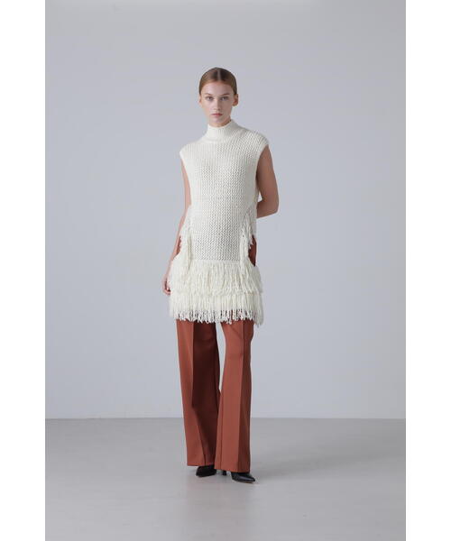 【美品】ADORE アドーア 変形ニット フリルノースリーブ 38 アシンメトリ ADORE アドーア 変形ニット フリル ノースリーブ 38 M