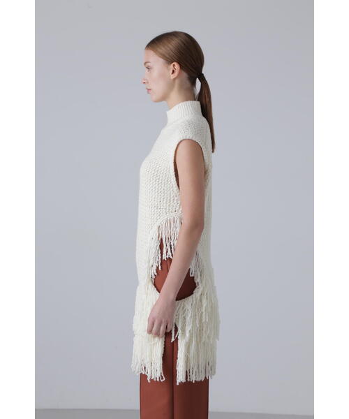 【美品】ADORE アドーア 変形ニット フリルノースリーブ 38 アシンメトリ ADORE アドーア 変形ニット フリル ノースリーブ 38 M