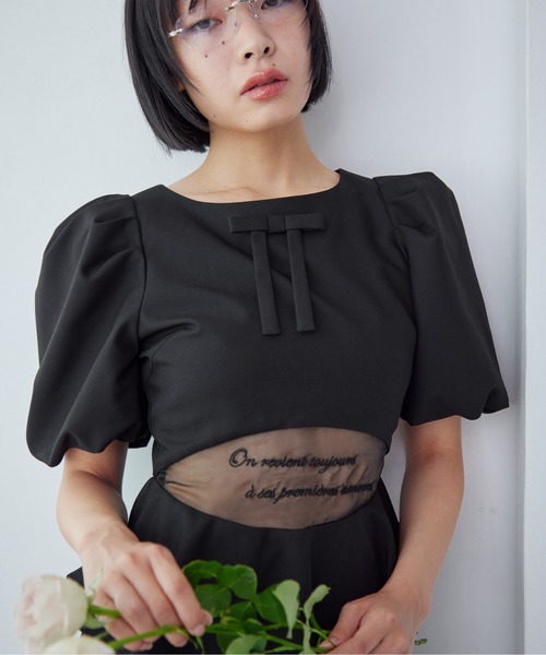 etre loin（エトルワン）の「Sheer embroidered puff sleeve dress（ドレス・レディース・グレー/ブラック/ドット・M）」の17枚目の写真