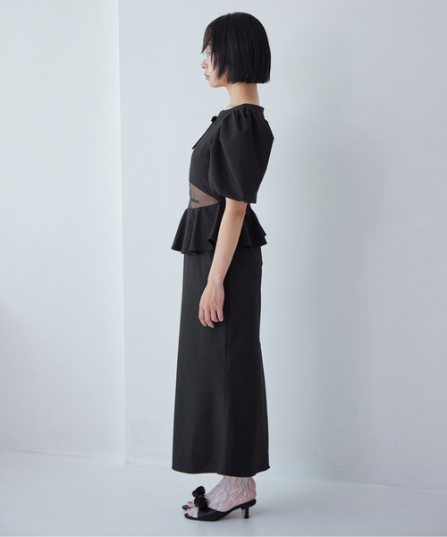 etre loin（エトルワン）の「Sheer embroidered puff sleeve dress（ドレス・レディース・グレー/ブラック/ドット・M）」の20枚目の写真