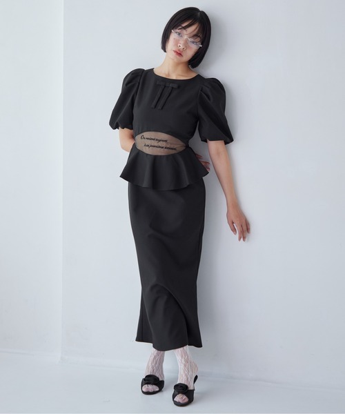 etre loin（エトルワン）の「Sheer embroidered puff sleeve dress（ドレス・レディース・グレー/ブラック/ドット・M）」の13枚目の写真
