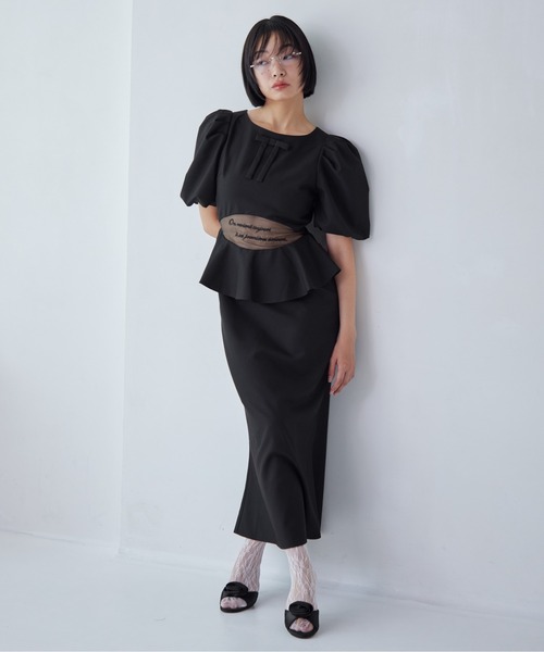 etre loin（エトルワン）の「Sheer embroidered puff sleeve dress（ドレス・レディース・グレー/ブラック/ドット・M）」の14枚目の写真