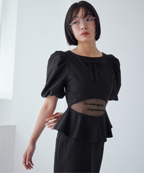 etre loin（エトルワン）の「Sheer embroidered puff sleeve dress（ドレス・レディース・グレー/ブラック/ドット・M）」の11枚目の写真
