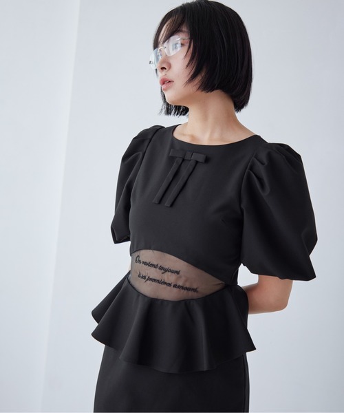 etre loin（エトルワン）の「Sheer embroidered puff sleeve dress（ドレス・レディース・グレー/ブラック/ドット・M）」の10枚目の写真