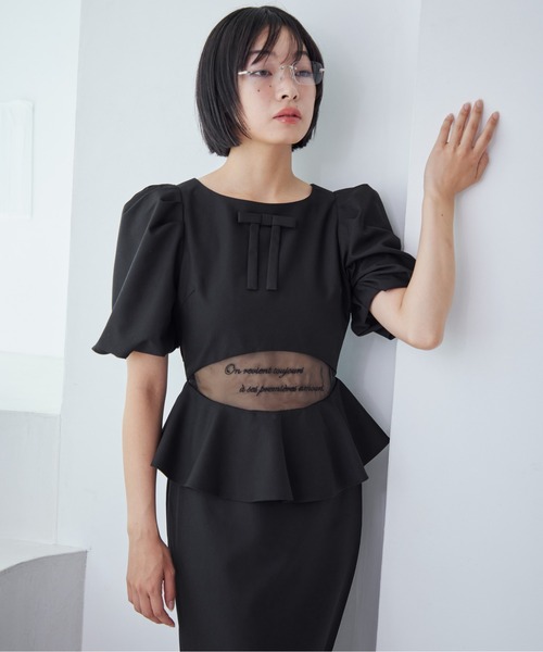 etre loin（エトルワン）の「Sheer embroidered puff sleeve dress（ドレス・レディース・グレー/ブラック/ドット・M）」の9枚目の写真