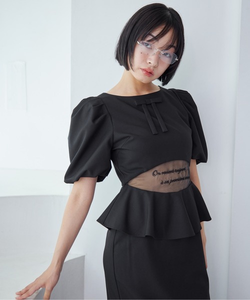 etre loin（エトルワン）の「Sheer embroidered puff sleeve dress（ドレス・レディース・グレー/ブラック/ドット・M）」の8枚目の写真