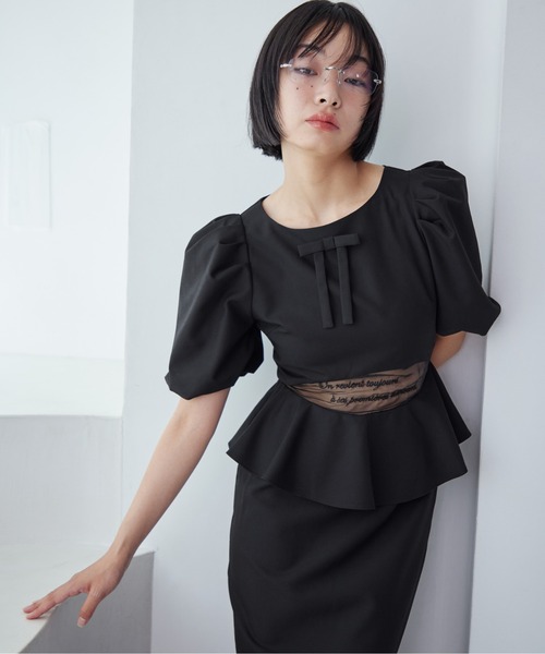 etre loin（エトルワン）の「Sheer embroidered puff sleeve dress（ドレス・レディース・グレー/ブラック/ドット・M）」の7枚目の写真