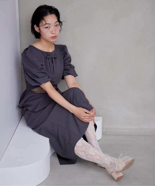 etre loin(エトルワン)の「Sheer embroidered puff sleeve dress(ドレス・レディース・グレー/ブラック/ドット・M)」の20枚目の写真
