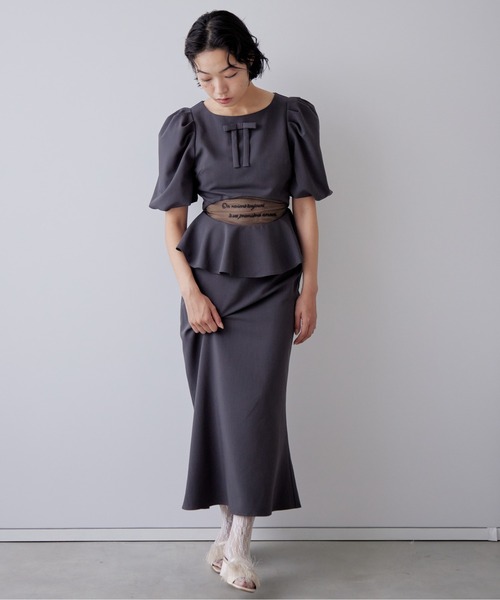 etre loin（エトルワン）の「Sheer embroidered puff sleeve dress（ドレス・レディース・グレー/ブラック/ドット・M）」の22枚目の写真