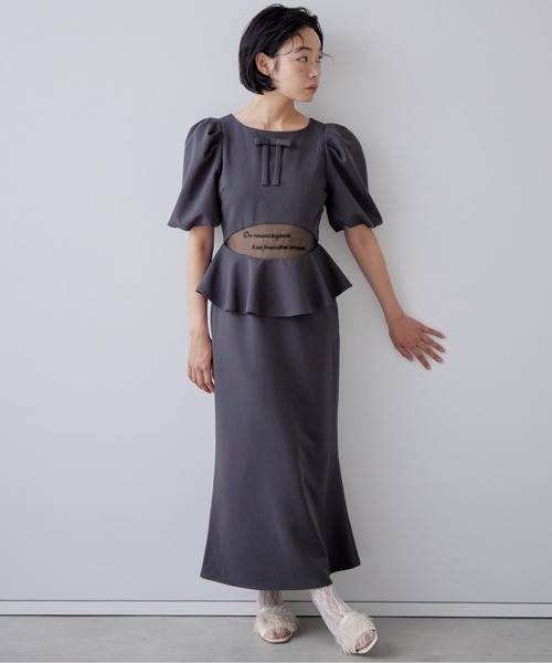 etre loin(エトルワン)の「Sheer embroidered puff sleeve dress(ドレス・レディース・グレー/ブラック/ドット・M)」の19枚目の写真