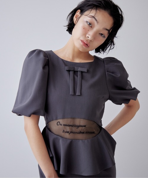 etre loin（エトルワン）の「Sheer embroidered puff sleeve dress（ドレス・レディース・グレー/ブラック/ドット・M）」の21枚目の写真