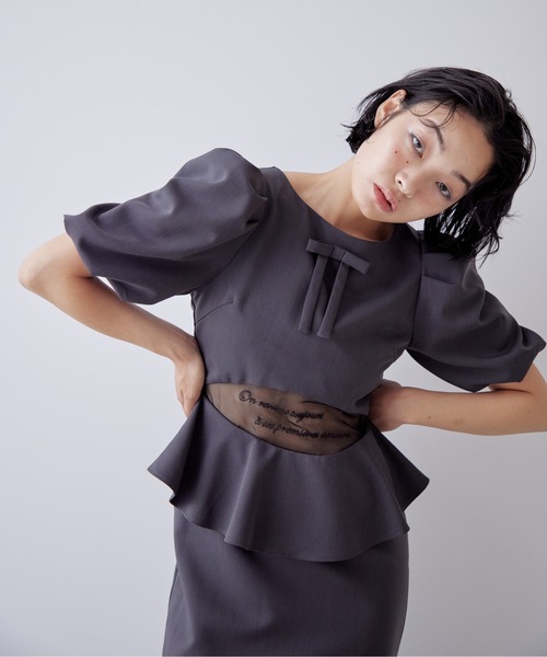 etre loin(エトルワン)の「Sheer embroidered puff sleeve dress(ドレス・レディース・グレー/ブラック/ドット・M)」の22枚目の写真