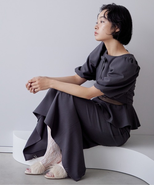 etre loin(エトルワン)の「Sheer embroidered puff sleeve dress(ドレス・レディース・グレー/ブラック/ドット・M)」の21枚目の写真