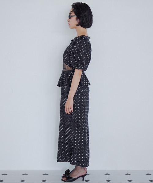 etre loin（エトルワン）の「Sheer embroidered puff sleeve dress（ドレス・レディース・グレー/ブラック/ドット・M）」の6枚目の写真