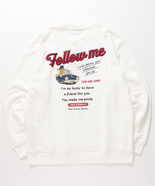 Tom&Jerry(トムアンドジェリー)の「【TOM & JERRY/トムとジェリー】裏起毛サガラ刺繍スウェット(スウェット・メンズ・スミクロ/オフホワイト/グリーン/オートミール・LARGE/MEDIUM)」の6枚目の写真