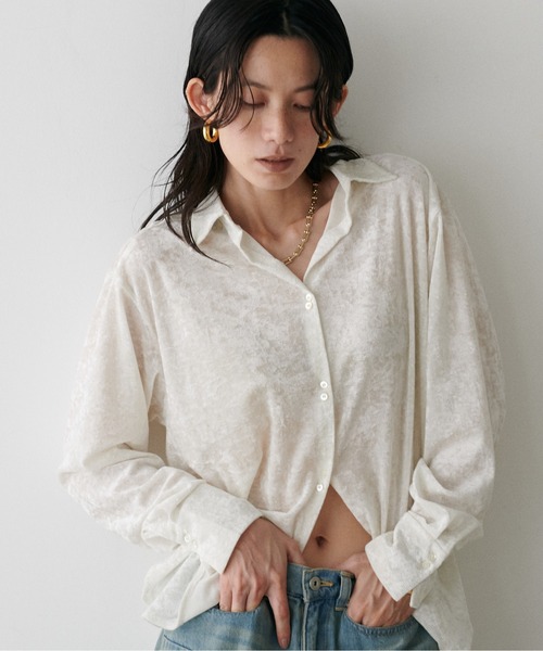 LARUTA（ラルータ）の「【LARUTA】シアーメッシュベロアシャツ（シャツ 