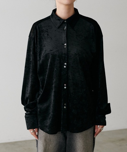 LARUTA（ラルータ）の「【LARUTA】シアーメッシュベロアシャツ（シャツ