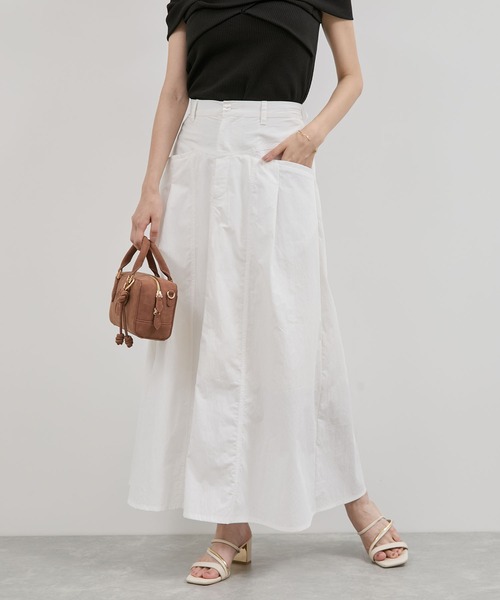 VIS（ビス）の「ウエスト切替デザインフレアスカート（スカート・レディース・ブラック/オフホワイト・FREE）」の4枚目の写真