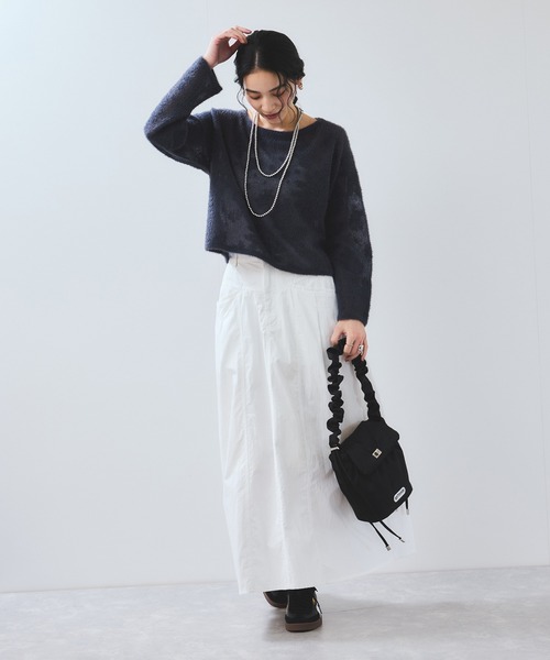 VIS（ビス）の「ウエスト切替デザインフレアスカート（スカート・レディース・ブラック/オフホワイト・FREE）」の8枚目の写真