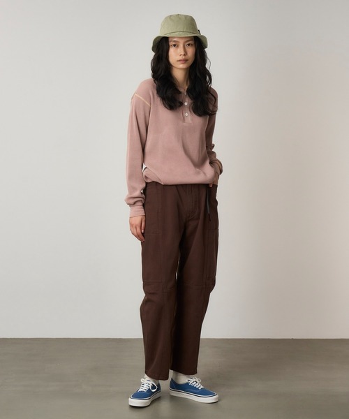 Healthknit(ヘルスニット)の「Healthknit WAFFLE HENLEY|ヘルスニットワッフルヘンリー(Tシャツ/カットソー・メンズ・ピンクベージュ/キャメル・M/L/S/XL)」の4枚目の写真