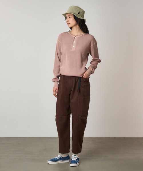 Healthknit(ヘルスニット)の「Healthknit WAFFLE HENLEY|ヘルスニットワッフルヘンリー(Tシャツ/カットソー・メンズ・ピンクベージュ/キャメル・M/L/S/XL)」の5枚目の写真