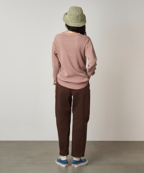 Healthknit(ヘルスニット)の「Healthknit WAFFLE HENLEY|ヘルスニットワッフルヘンリー(Tシャツ/カットソー・メンズ・ピンクベージュ/キャメル・M/L/S/XL)」の6枚目の写真